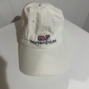 Vineyard Vines Cream Cap with Pink Logo